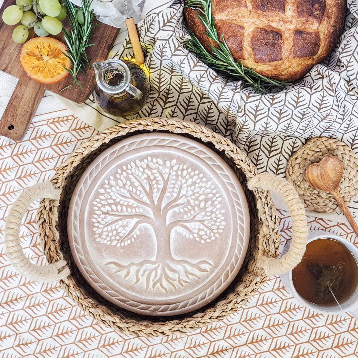 Handmade Bread Warmer & Wicker Basket - Tree of Life