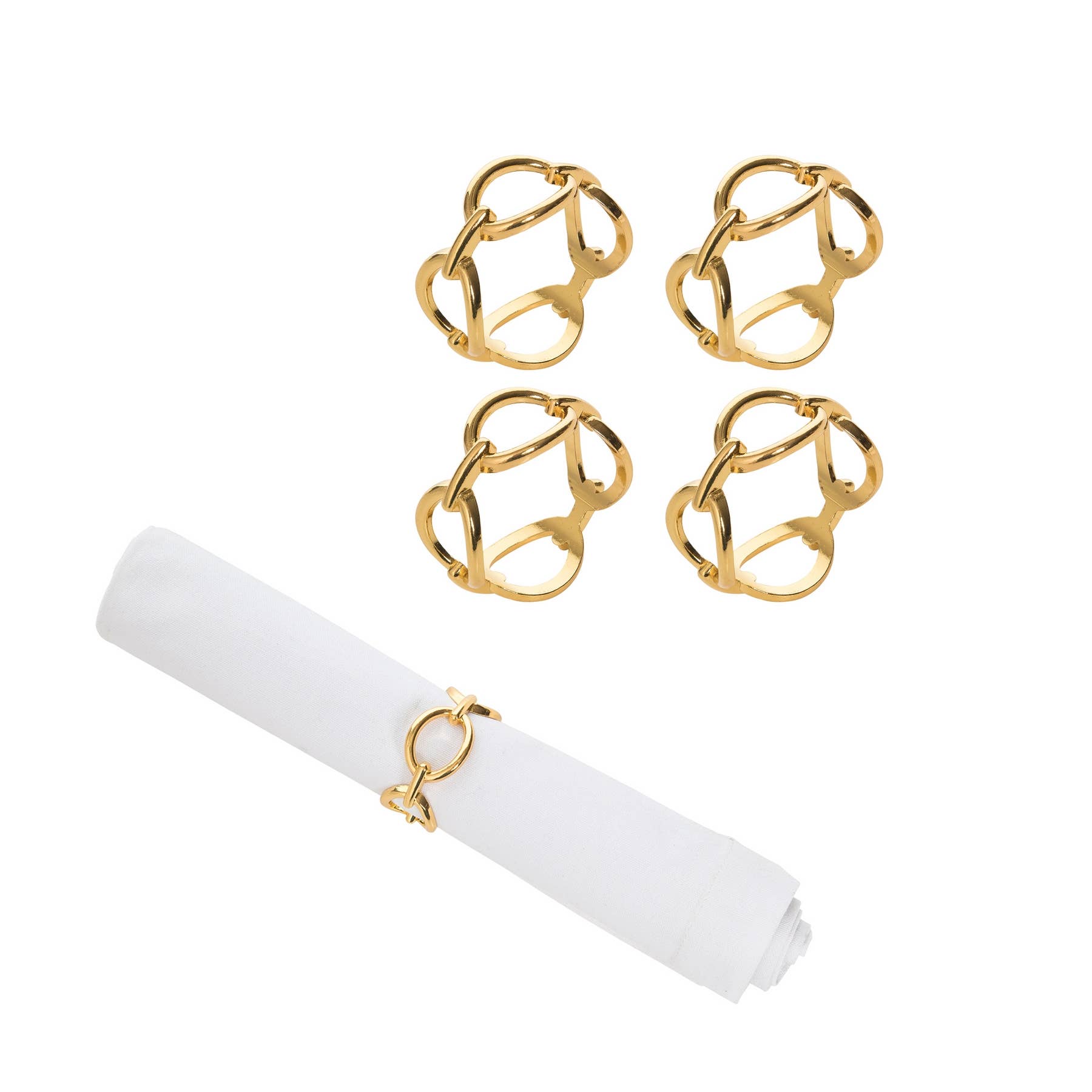 Gold Chain Link Napkin Ring Set 4