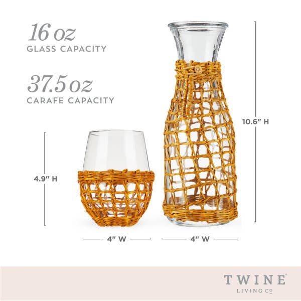 Island Carafe & Stemless Wine Glass Set