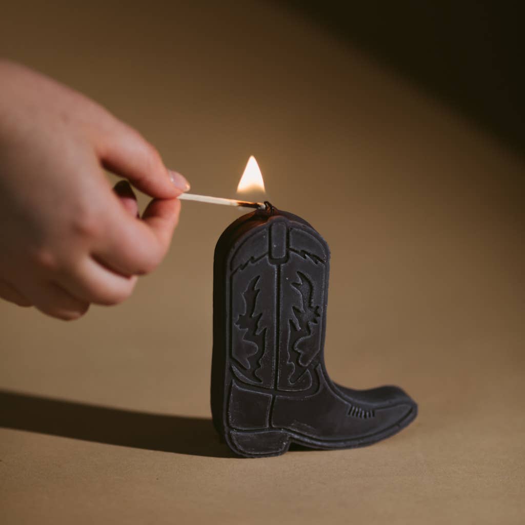 Nashville cowboy boot shape candle: Midnight