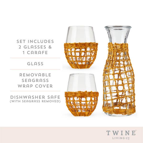 Island Carafe & Stemless Wine Glass Set