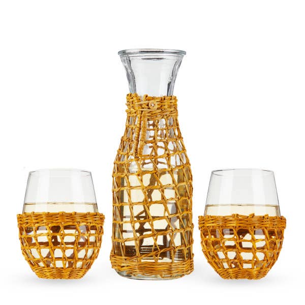 Island Carafe & Stemless Wine Glass Set